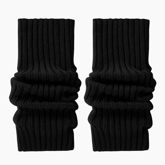 Due pair di calzettoni per donna, di lana morbida, intrecciati, adatti per danza, leggings da ballo, maniche di calza robuste, neri