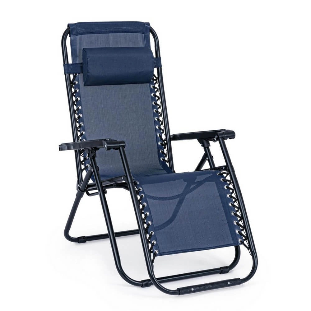 Set 2 Sedie a Sdraio Acciaio Blu da Esterno - AMARIEL