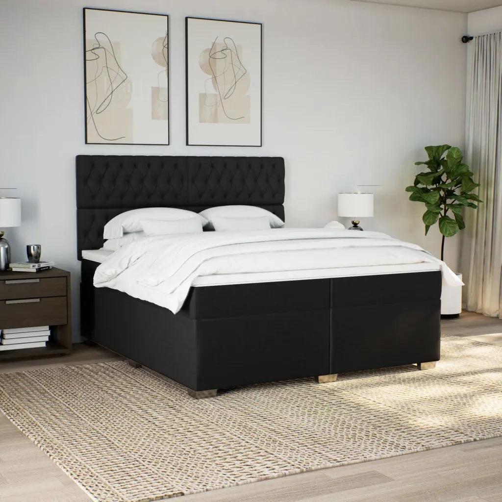 Giroletto a Molle con Materasso Nero 200x200 cm in Tessuto 3292904