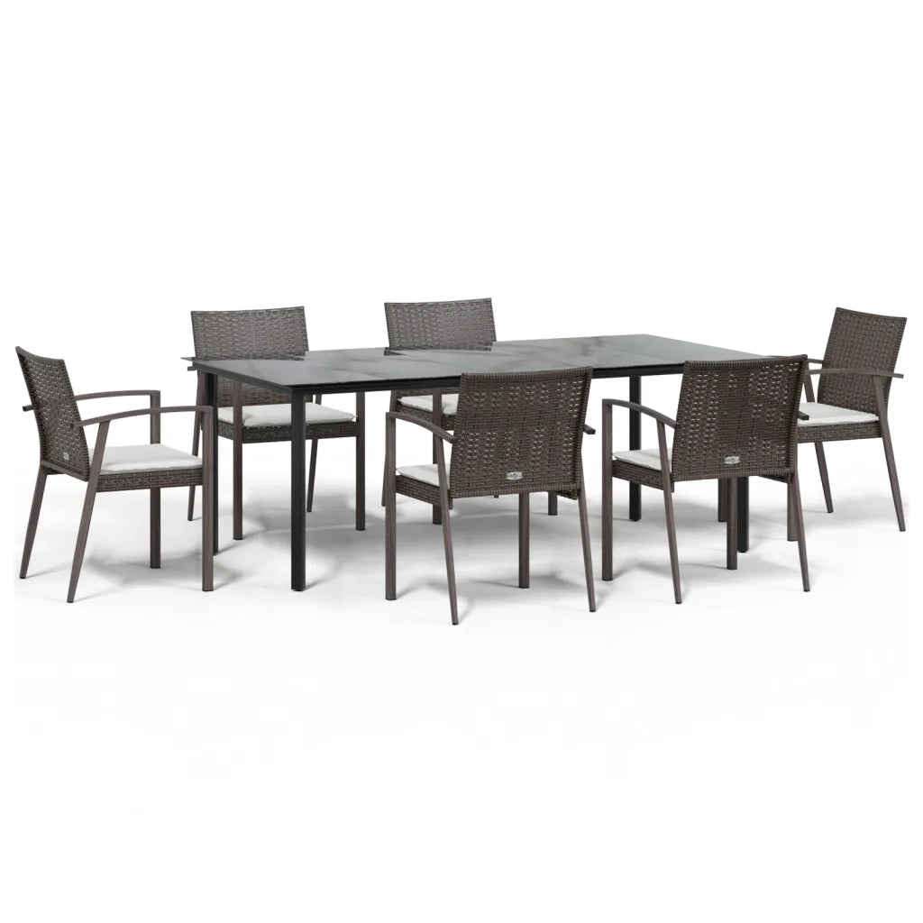 Set Pranzo da Giardino 7 pz con Cuscini in Polyrattan e Acciaio 3186997
