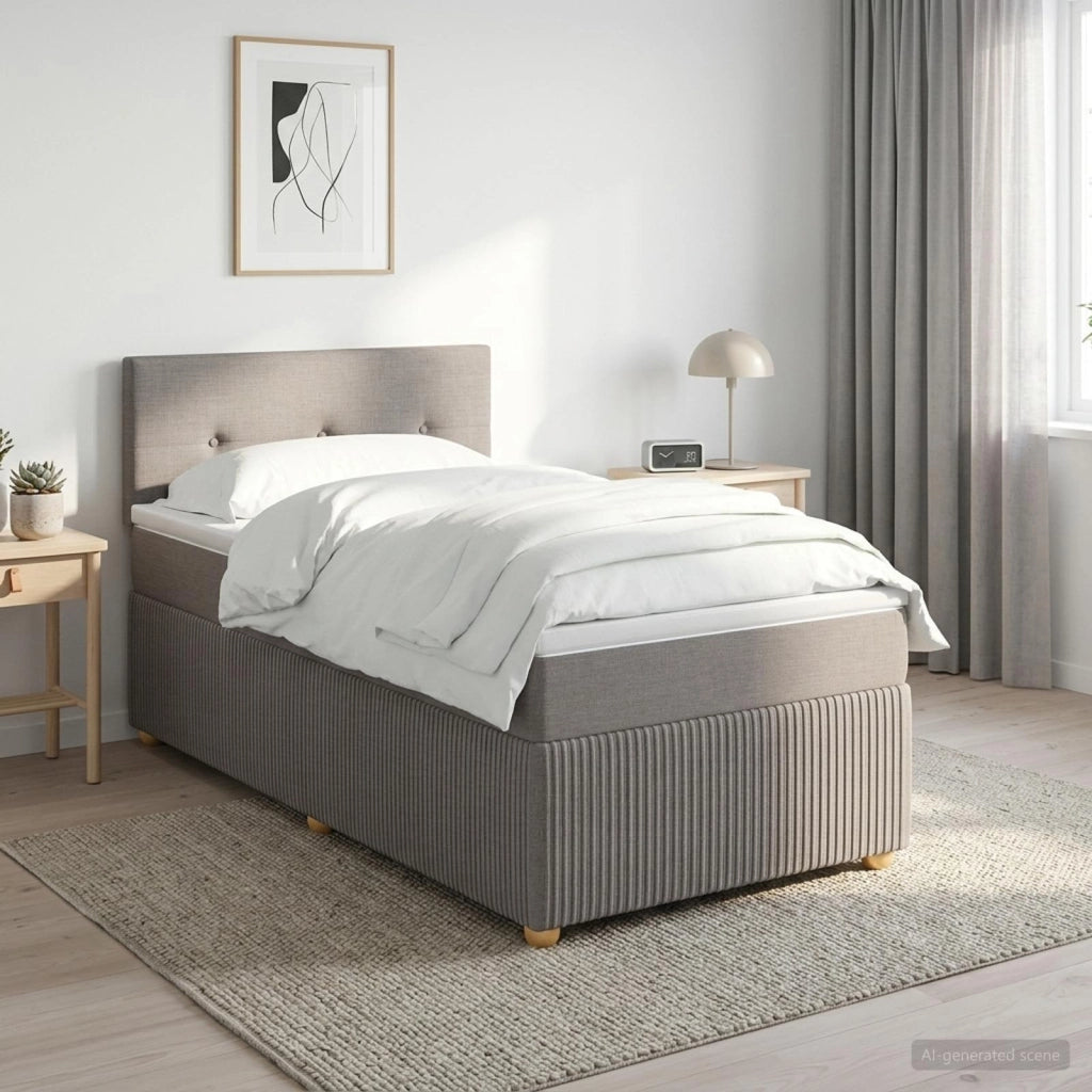 Letto box spring con materasso Tortora 90 x 200 cm Tessuto 3451381