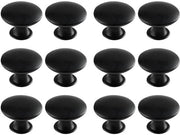 Set di 12 maniglie da cucina in stile vintage - Luminose maniglie per armadi - Maniglie in ottone per armadi da cucina - Maniglie rotonde per mobili e porte da 30 mm - Incluso set di viti di montaggio - Nero