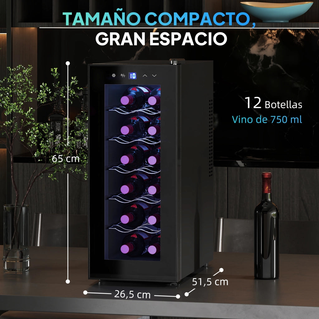 Cantinetta Vino 12 Bottiglie ¨C Xylo ¨C Doppia Refrigerazione Termoelettrica 8-18¡æ Porta Vetro Nero