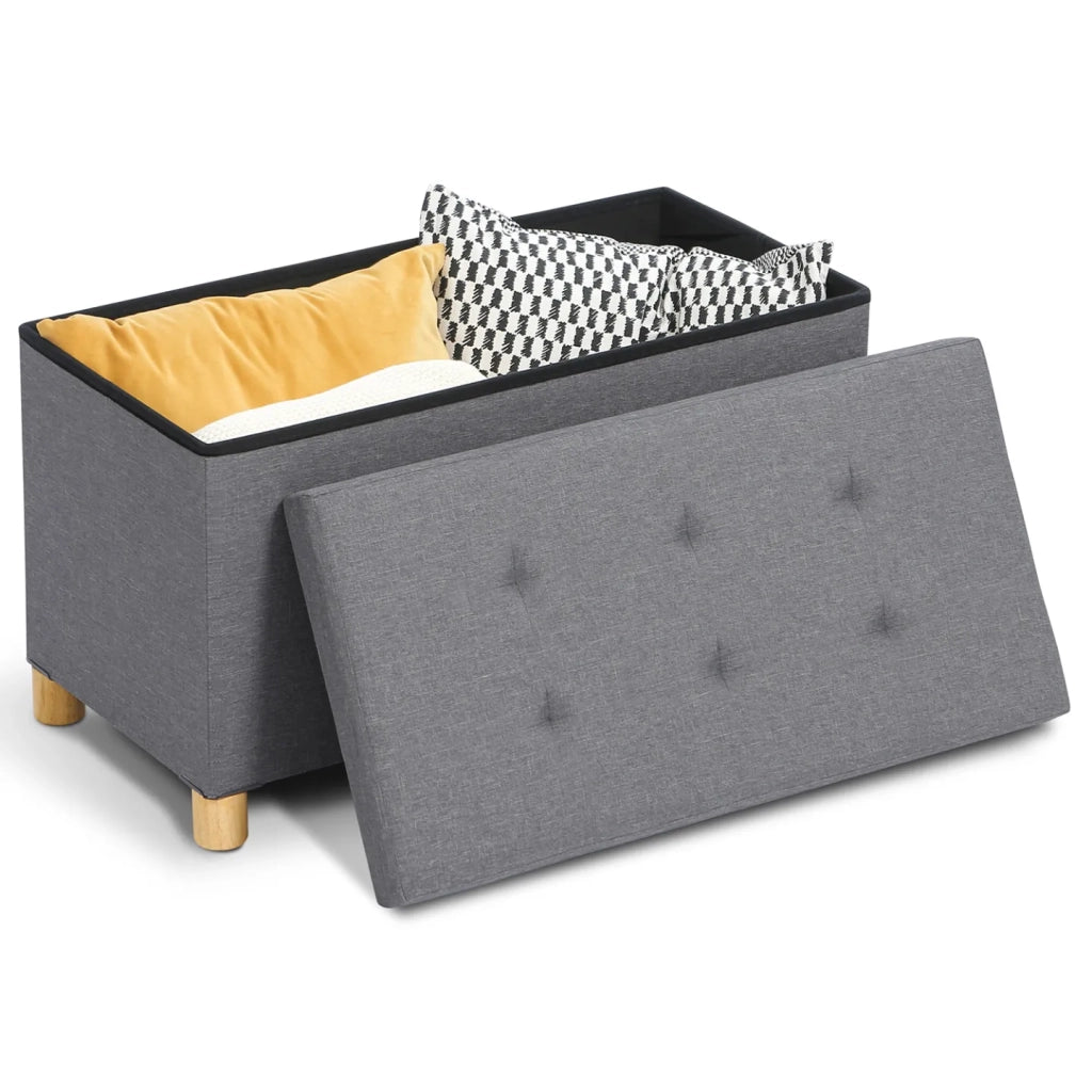 IDMarket - Panca contenitore in tessuto grigio antracite 76 cm