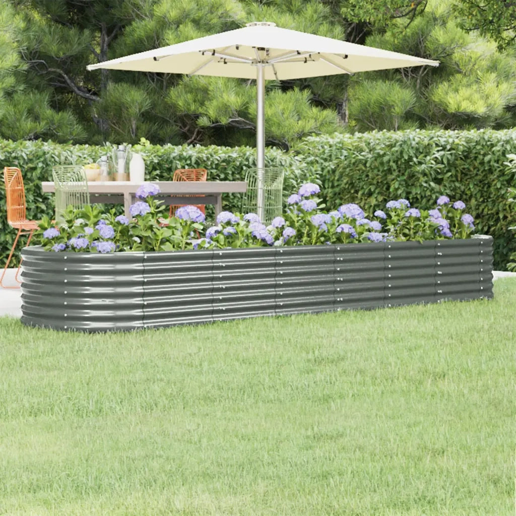 Letto Giardino Acciaio Zincato 296x80x36 cm Grigio 318924