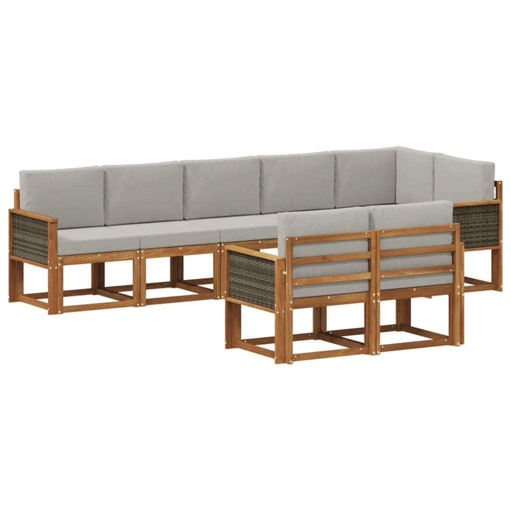Set di divani da esterno 8 pz Naturale e Grigio Chiaro 3385307