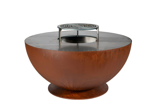 Barbecue a Legna Ø60x40 cm Tulipano in Acciaio Effetto Ruggine