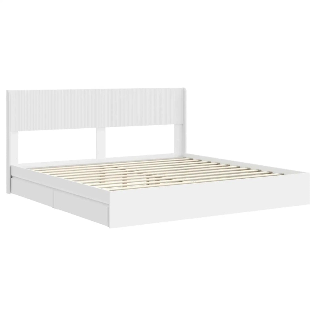 Letto matrimoniale | Letto per adulti | Struttura del letto con stoccaggio e testata Bianco