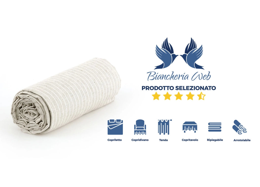 Telo Arredo Granfoulard Copritutto Cotone Made Italy Vari Disegni Arredatutto Copriletto Multiuso - 2 Piazze - Lord Beige