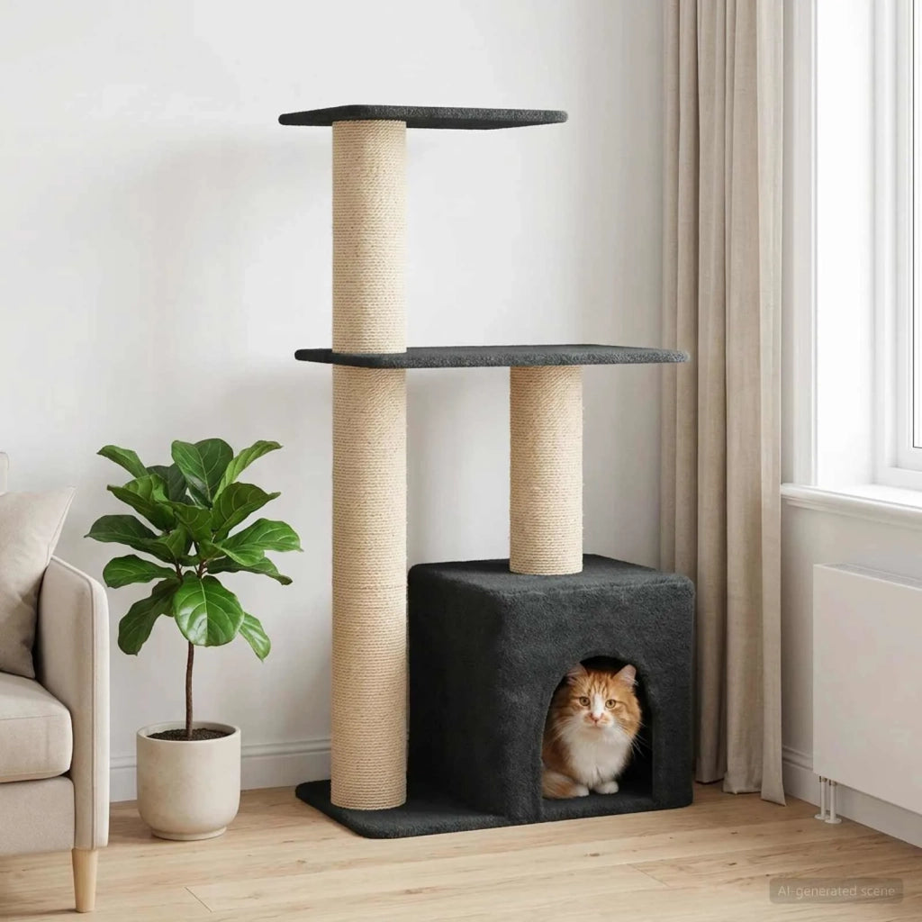 Albero per gatti con pali per graffiare in sisal Grigio Scuro 42033065