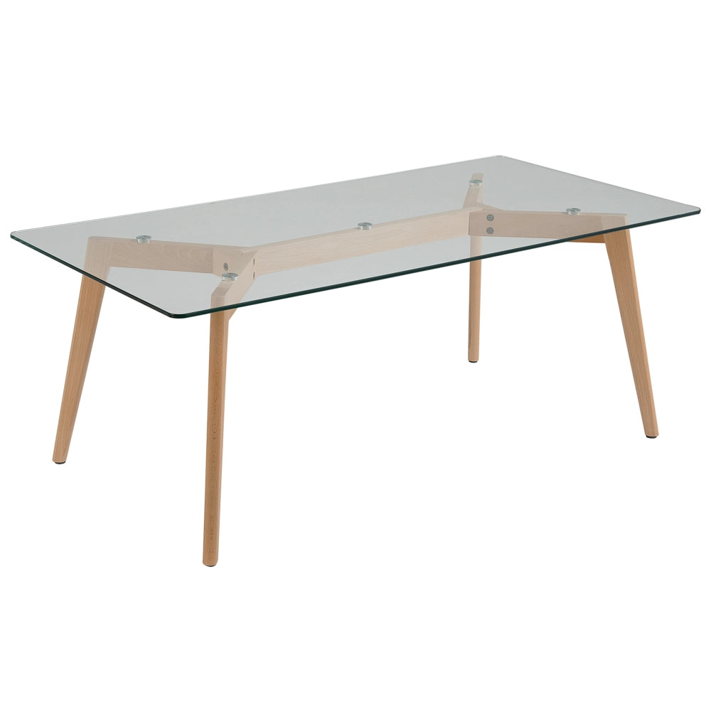 Tavolino basso da caffè con piano in vetro 120 x 60 cm Rettangolare Scandinavo Moderno
