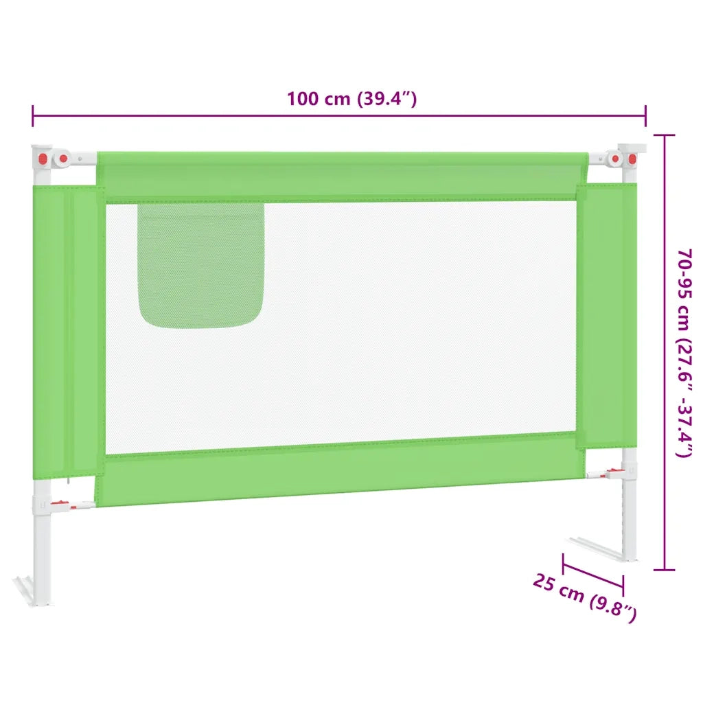 Sponda Letto di Sicurezza per Bambini Verde 100x25cm in Tessuto 10190
