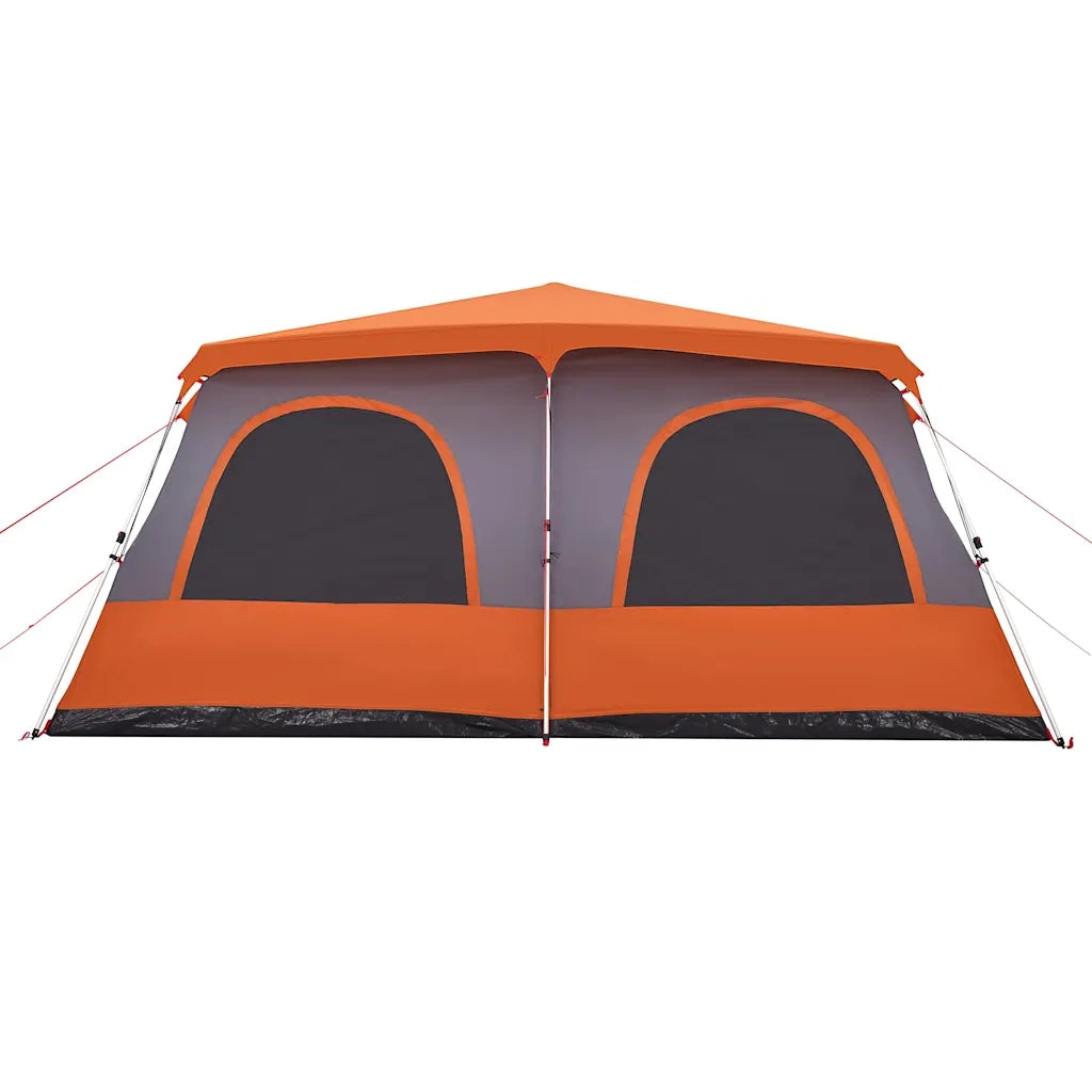 Tenda a Cupola 8 Persone-Tenda da campeggio Grigio e Arancione a Rilascio Rapido