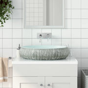 Lavabo da Appoggio-Lavandino-Lavello Grigio e Blu Ovale 59x40x15 cm Ceramica