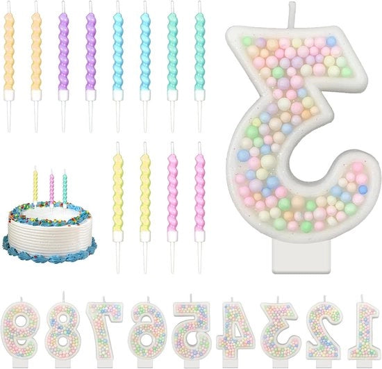 Decorazioni per Torte con Numere Pastello e Spirali per Festa di Compleanno Ragazze (3 pezzi)