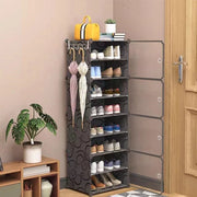 Trade Shop - Scarpiera A 8 Strati Modulare Con Porta Ganci In Metallo Portascarpe Per Ingresso Camera -