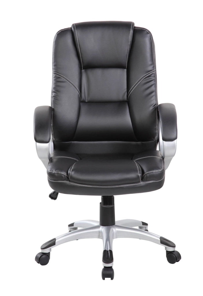 Sedia da ufficio Iolanda, Poltrona direzionale con braccioli, Sedia ergonomica da ufficio, 69x63h105/116 cm, Nero