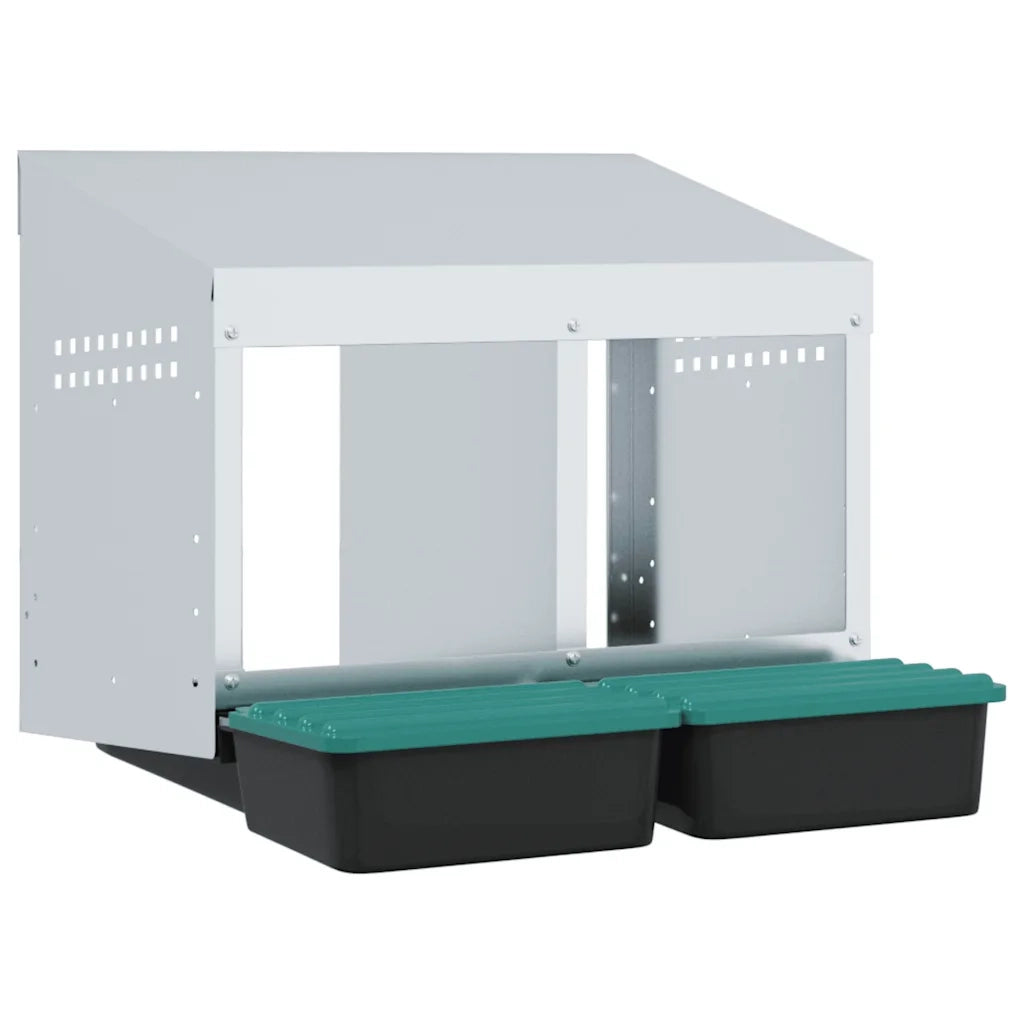 vidaXL Nido per Galline a 2 Scomparti da Parete in Acciaio Zincato