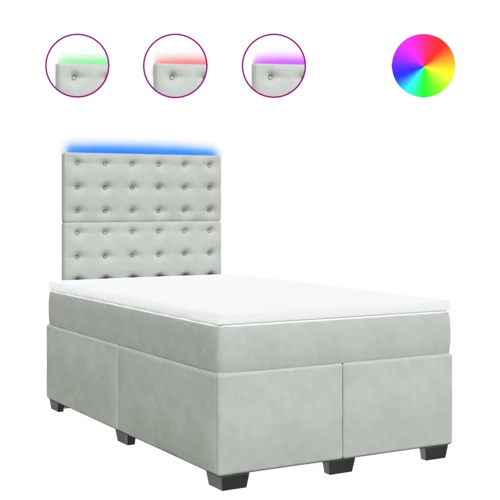 vidaXL Giroletto a Molle con Materasso Grigio Chiaro 120x200cm Velluto