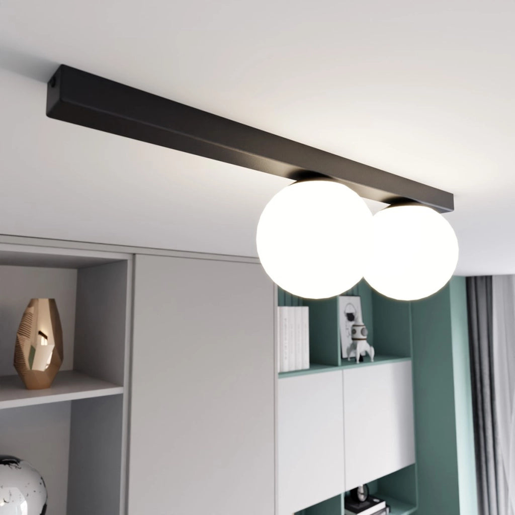 Lampada a parete FIT in acciaio nero opaco e vetro opalino