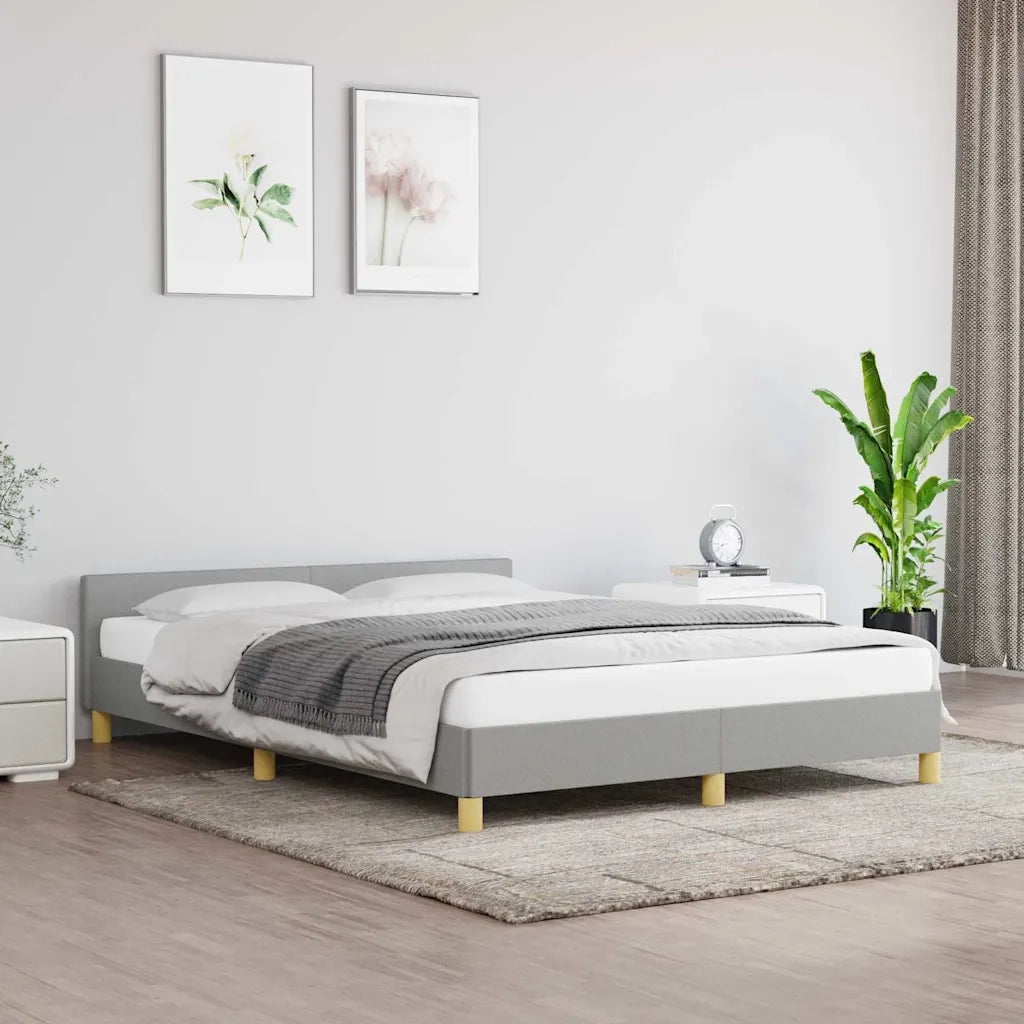 Giroletto con Testiera Grigio Chiaro 140x190 cm in Tessuto cod mxl 58582