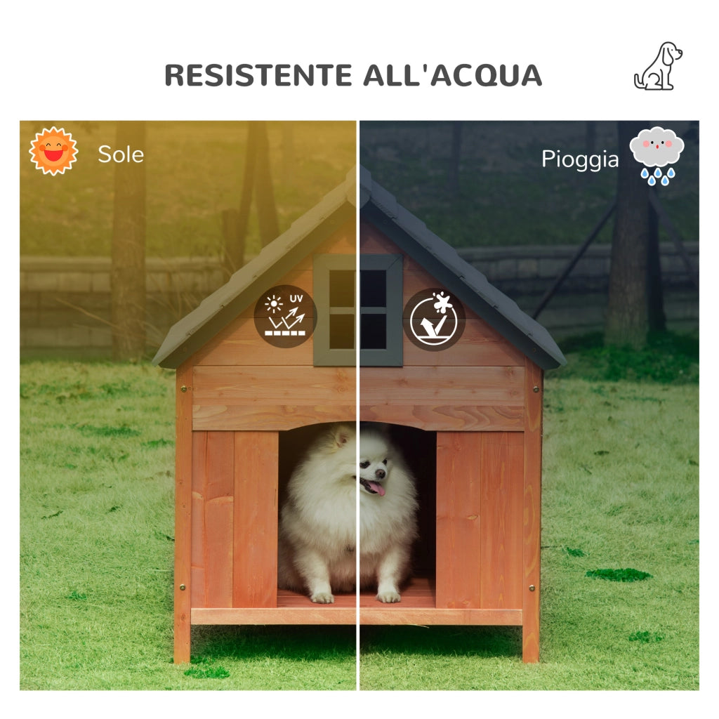 Cuccia per Cani da Esterno in Legno di Abete ¨C zephmum ¨C Grigio 81.3x91.5x98.5 cm
