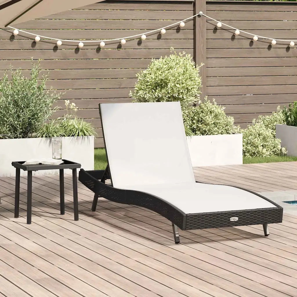 Lettino da sole 2 pcs Nero e Bianco polyrattan 42009981