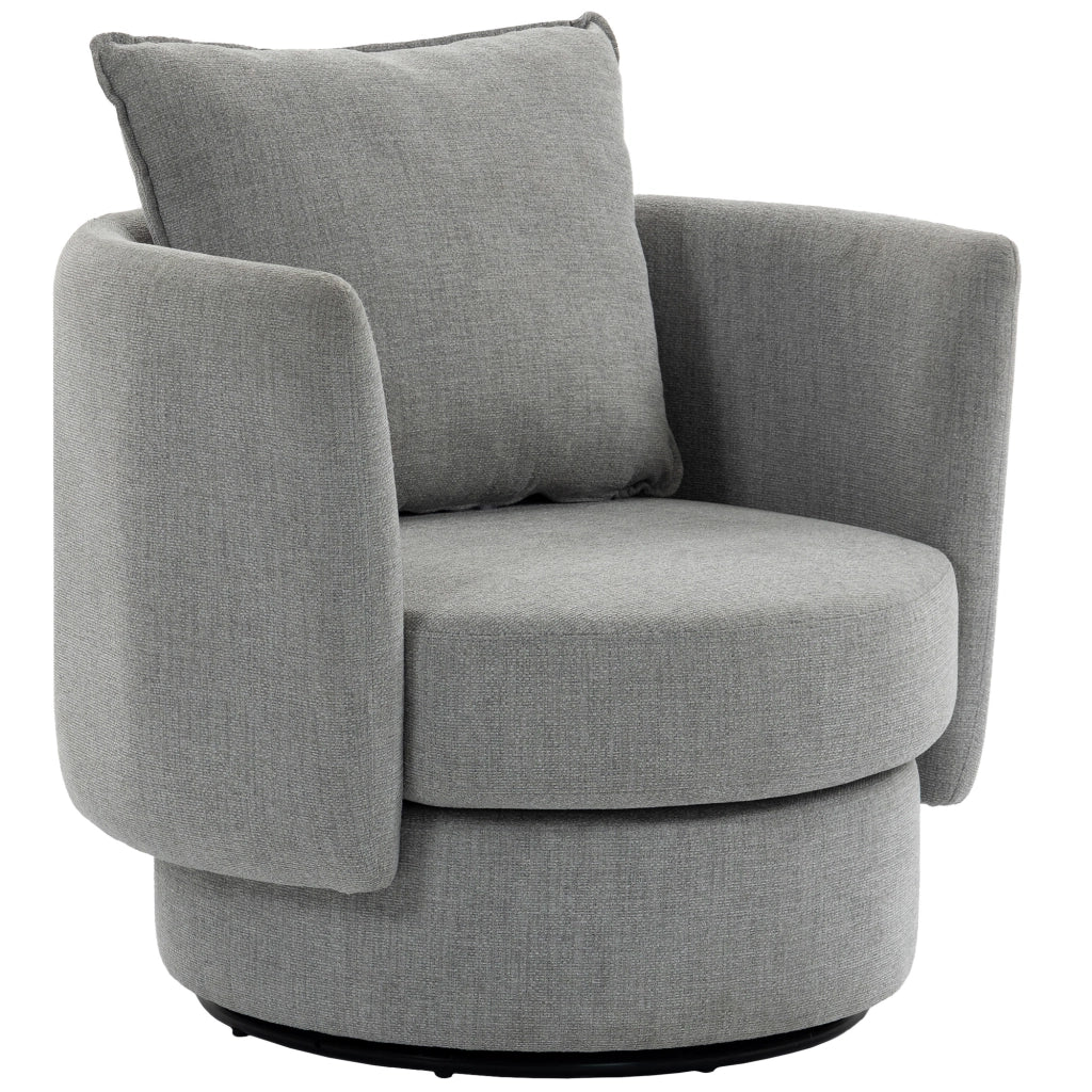 Sedia da pranzo con rotazione 360¡ã ¨C Minimal ¨C Tessuto lino, cuscino, grigio chiaro