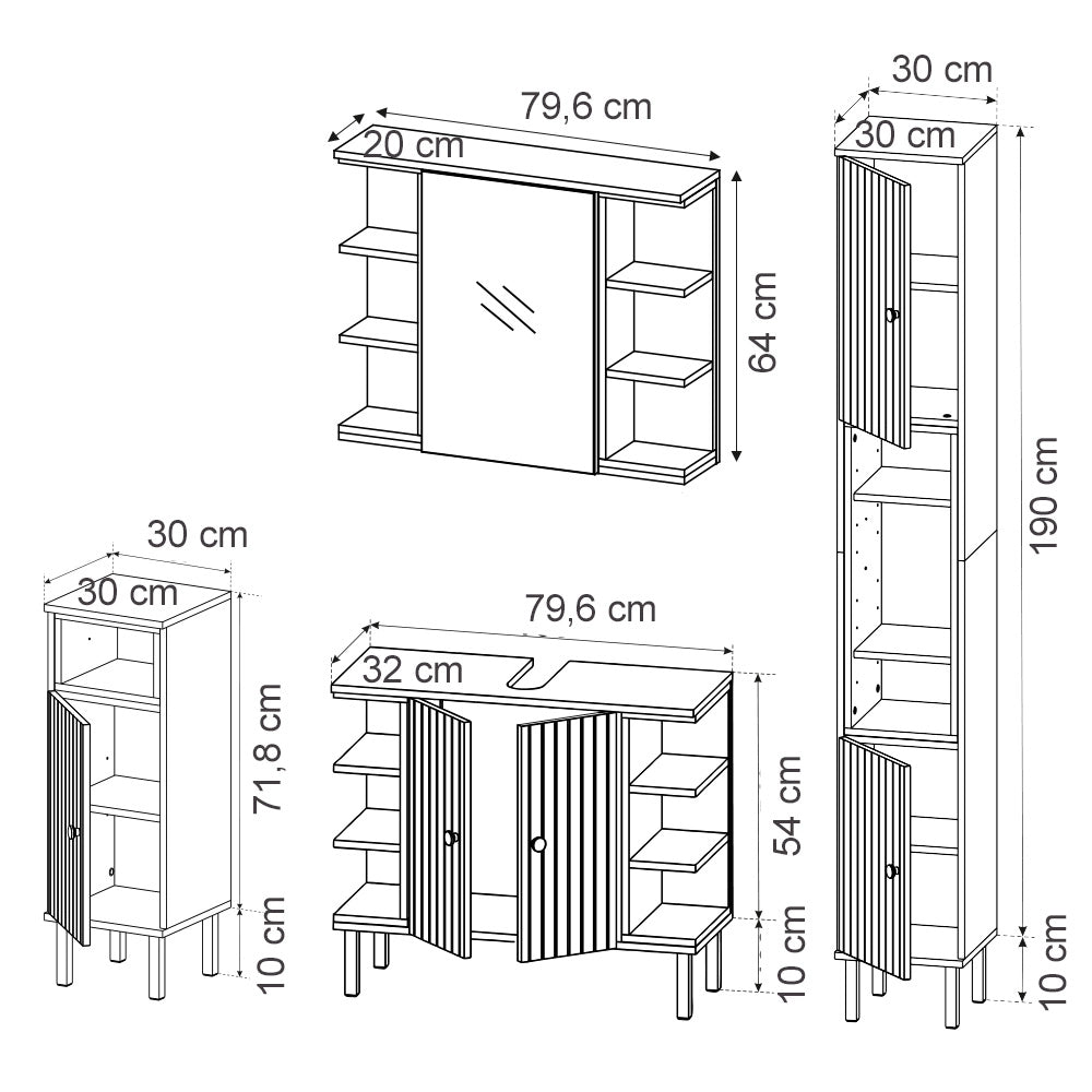 Vicco Set di mobili da bagno Sonoma 4 parti