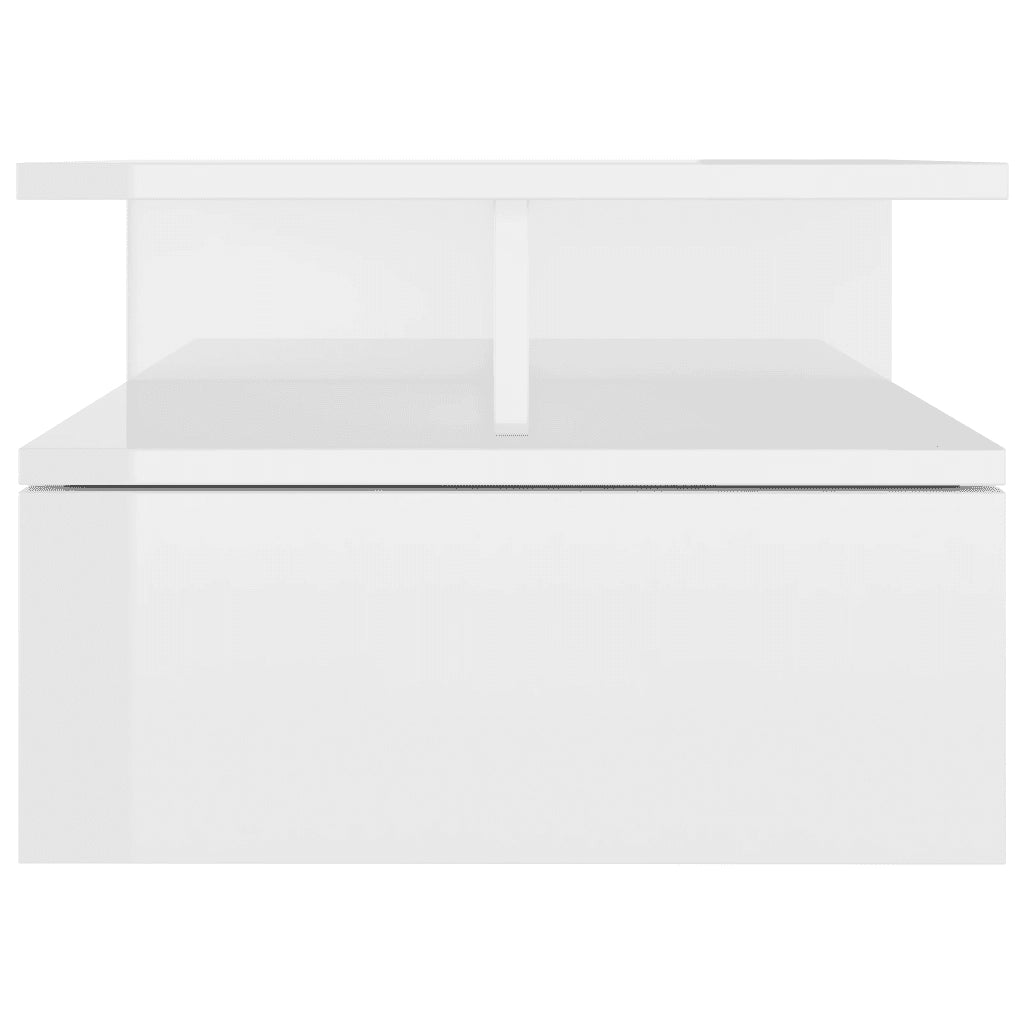 Comodini Pensili 2pz Bianco Lucido 40x31x27cm Legno Multistrato 800418