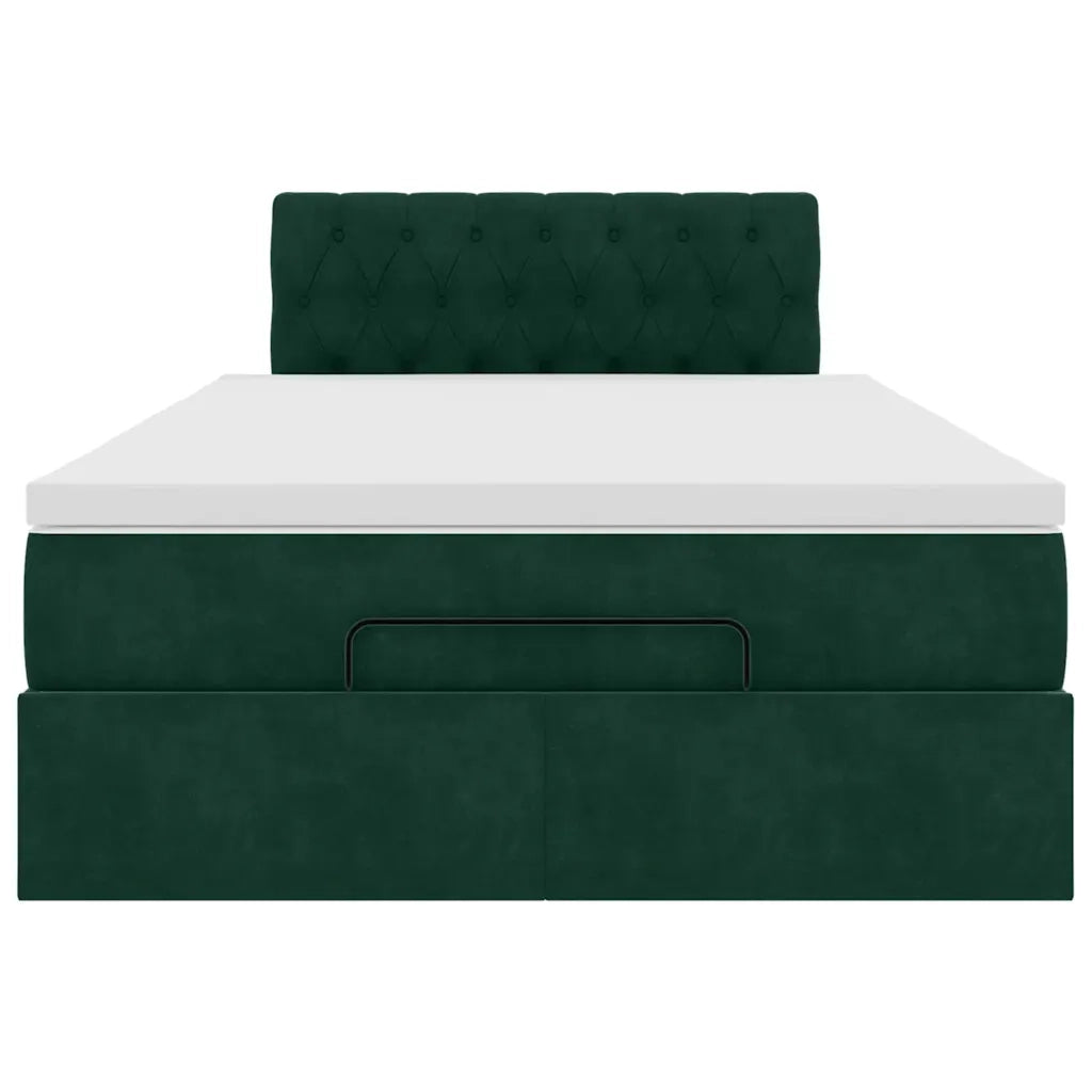vidaXL Pouf Letto con Materasso e LED Verde Scuro 120x190cm in Velluto
