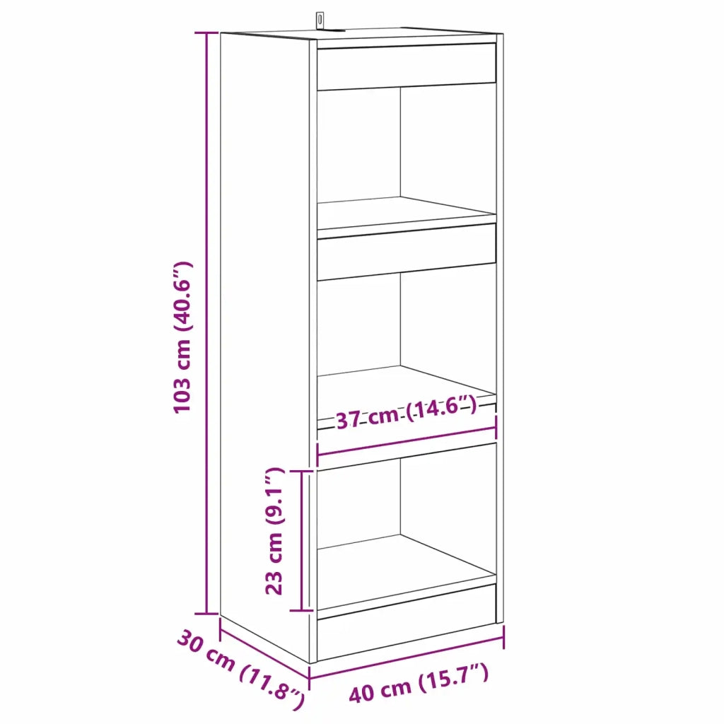 Armadio per Libri 3 livelli 40 x 30 x 103 cm Legno vecchio 880453