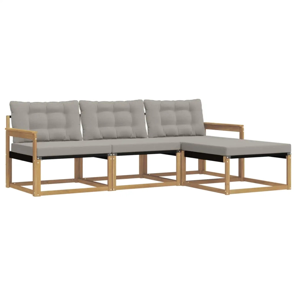 Set di divani da esterno 4 pcs Bianco e Grigio Chiaro