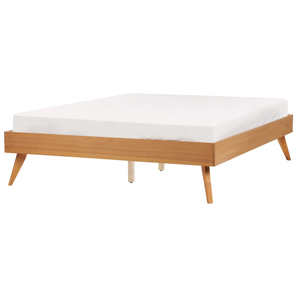 Letto matrimoniale in frassino naturale e MDF 120 x 200 cm Rete a doghe Stile minimalista scandinavo