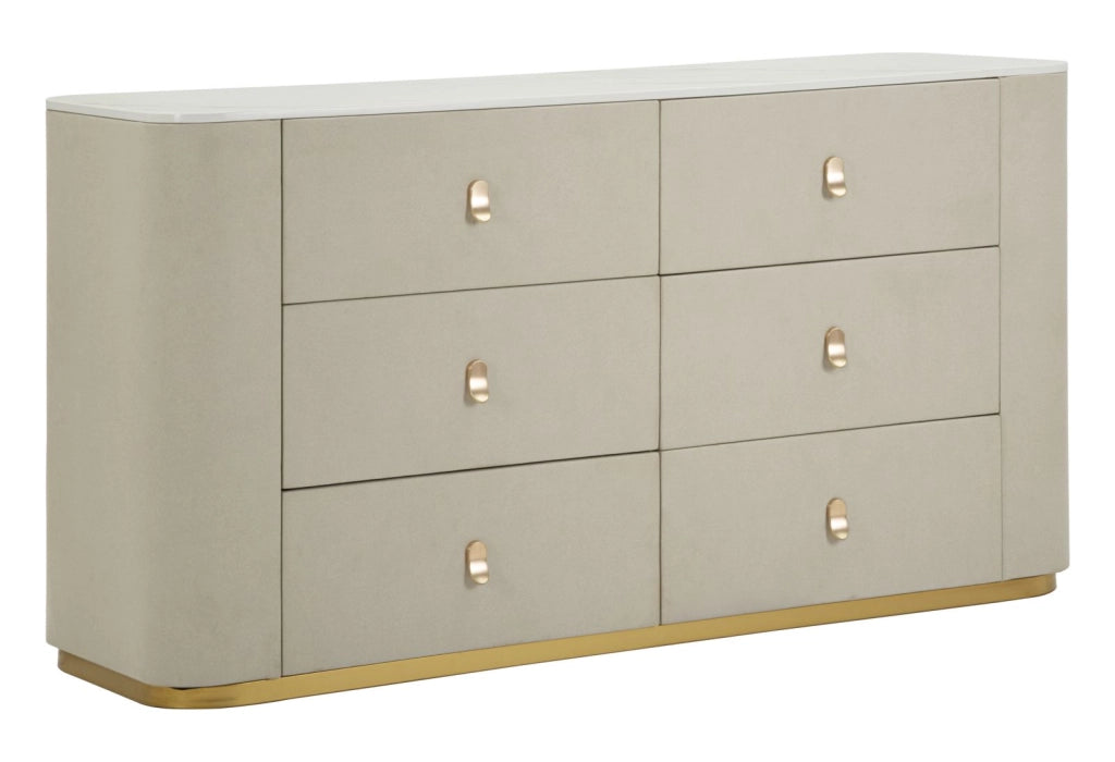 Comò Beauty 140x45x76 cm in Pino e MDF e Metallo