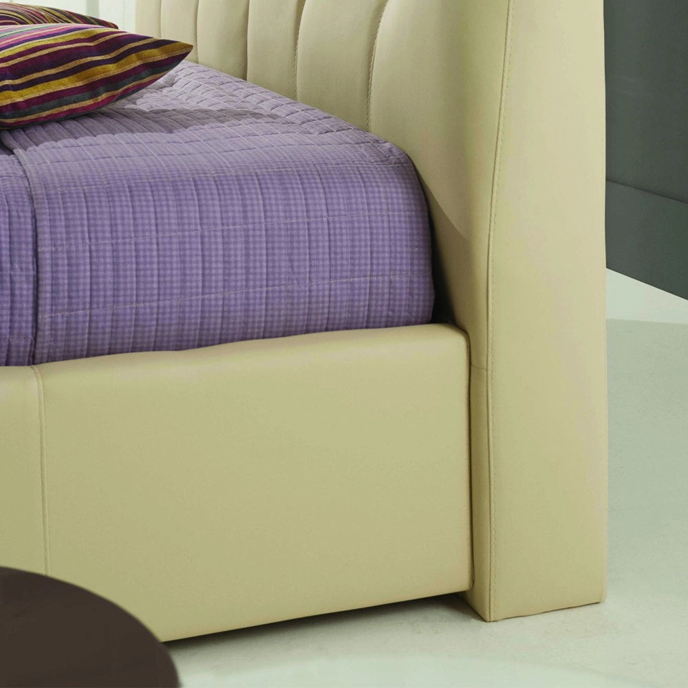 Letto matrimoniale con contenitore Melia ecopelle crema