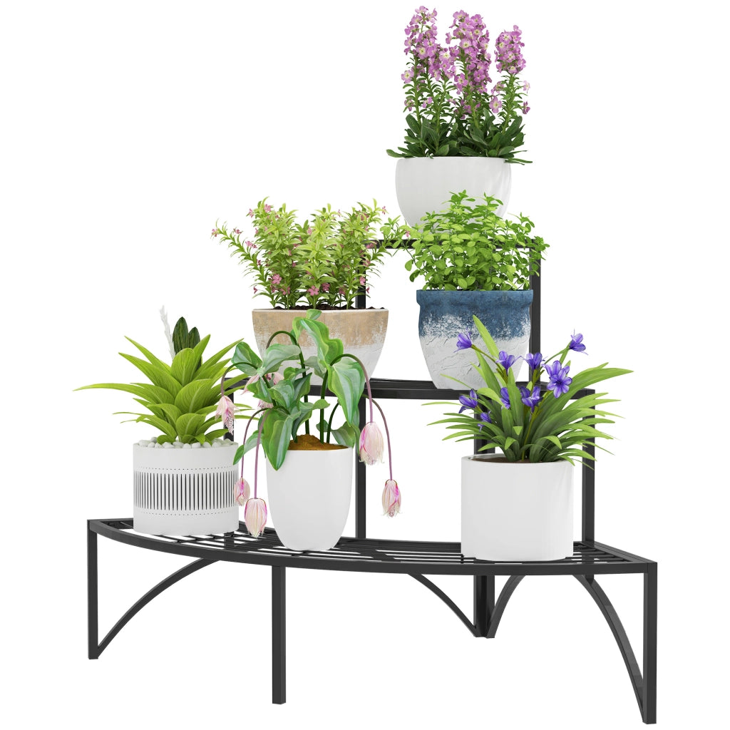 Portafiori angolare 3 ripiani ¨C Xylo ¨C metallo nero per interno esterno giardino balcone
