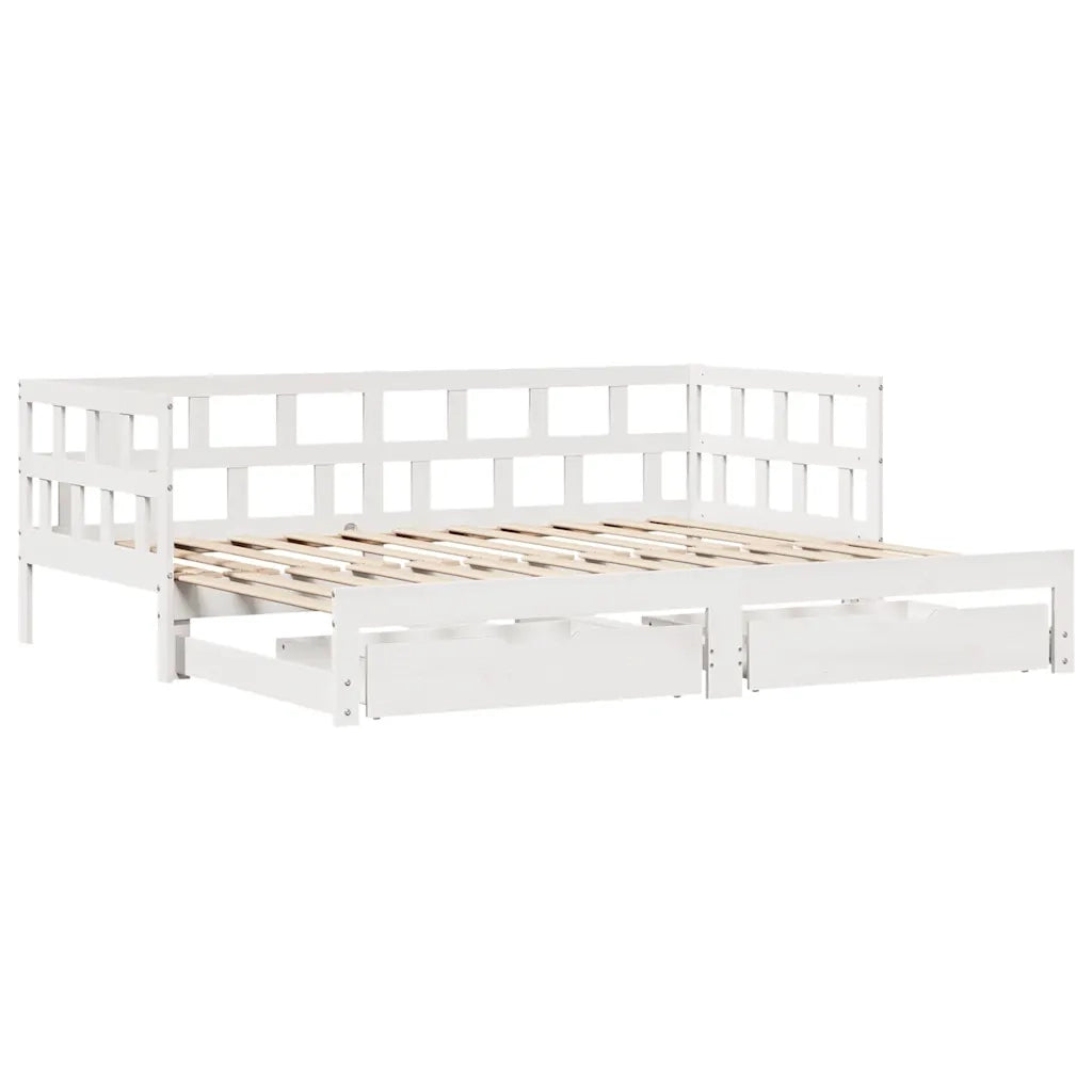Letto Estraibile con Cassetti senza Materasso Bianco 90x190 cm