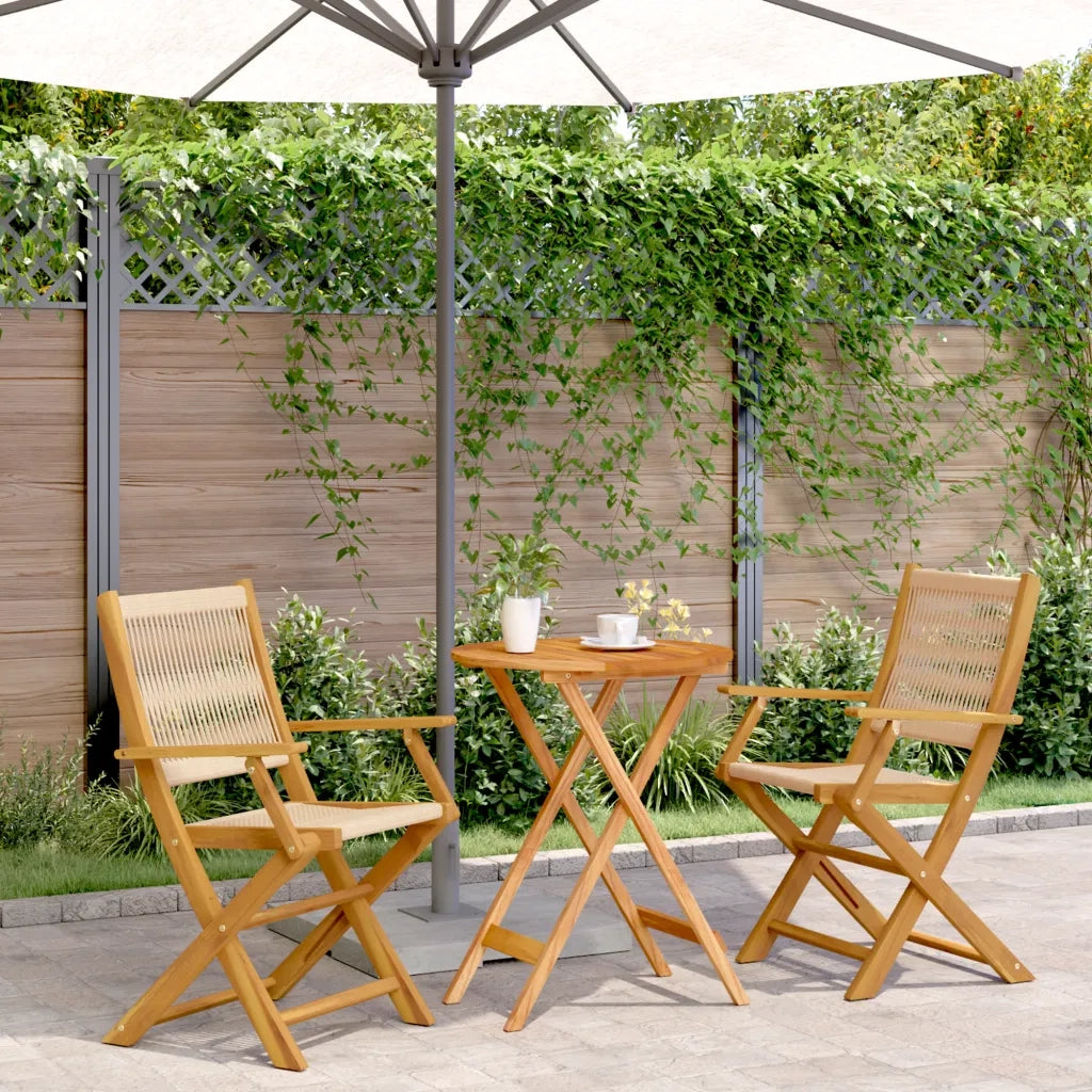 Set da Bistrot 3pz Beige in Polipropilene e Legno Massello 3281795