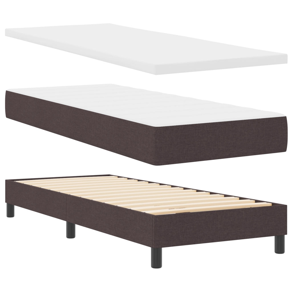 Letto a Struttura con Materasso Marrone Scuro 80x200 cm Tessuto