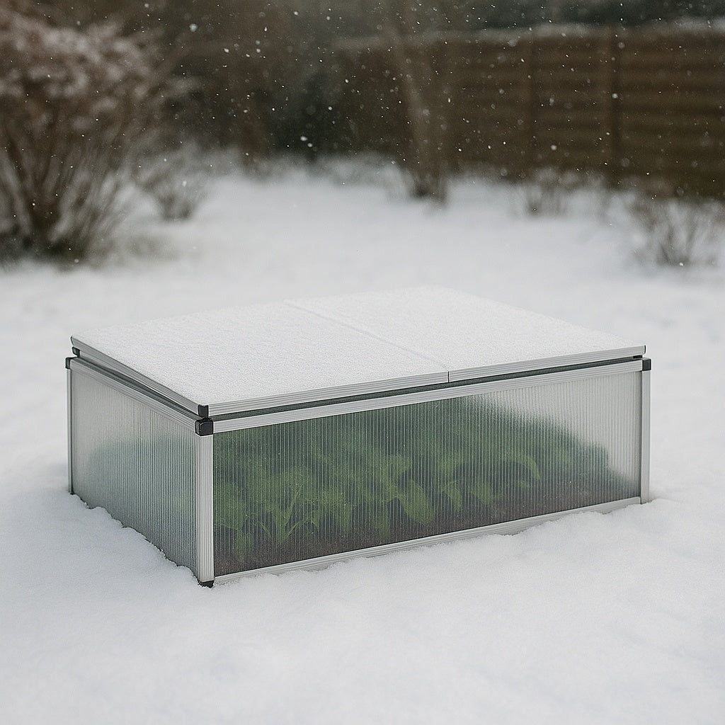 Mini serra in policarbonato trasparente e alluminio 100x120x40cm, tetto 4 aperture