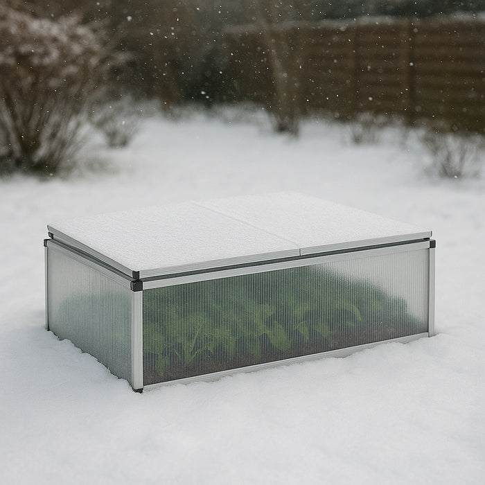 Mini serra in policarbonato trasparente e alluminio 100x120x40cm, tetto 4 aperture