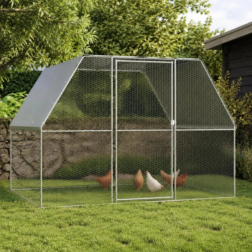 Chicken Cage, Silver And Grey, 3x2x2 M, Galvanized Steel