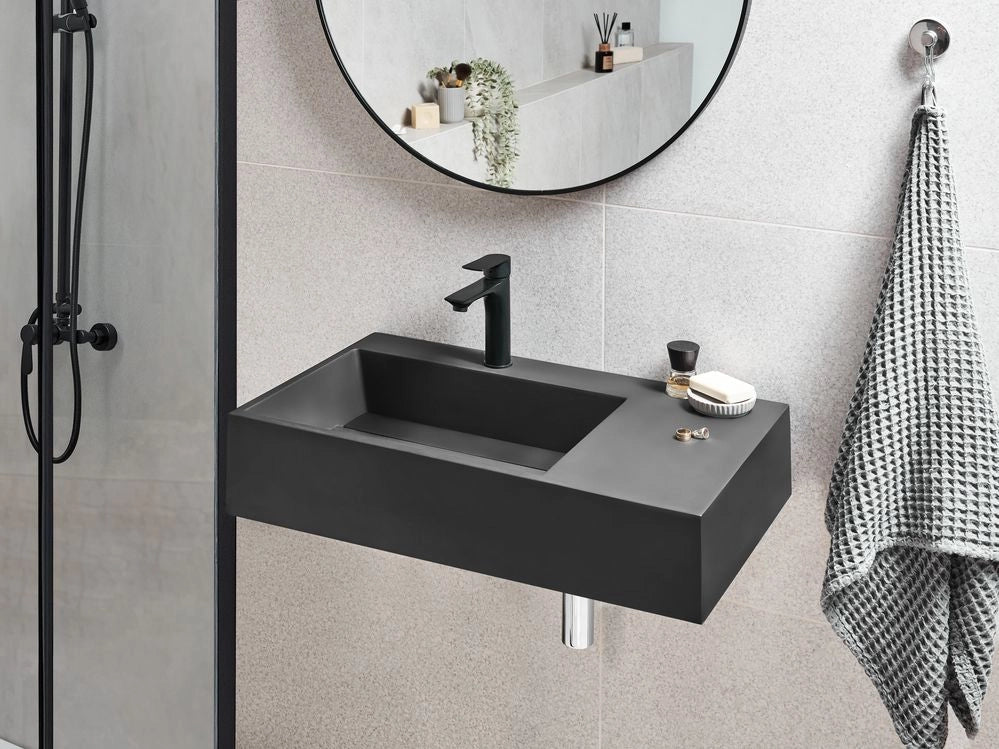 Lavabo bagno rettangolare in ceramica nera 75 x 43 cm Lavello da bagno rettangolare