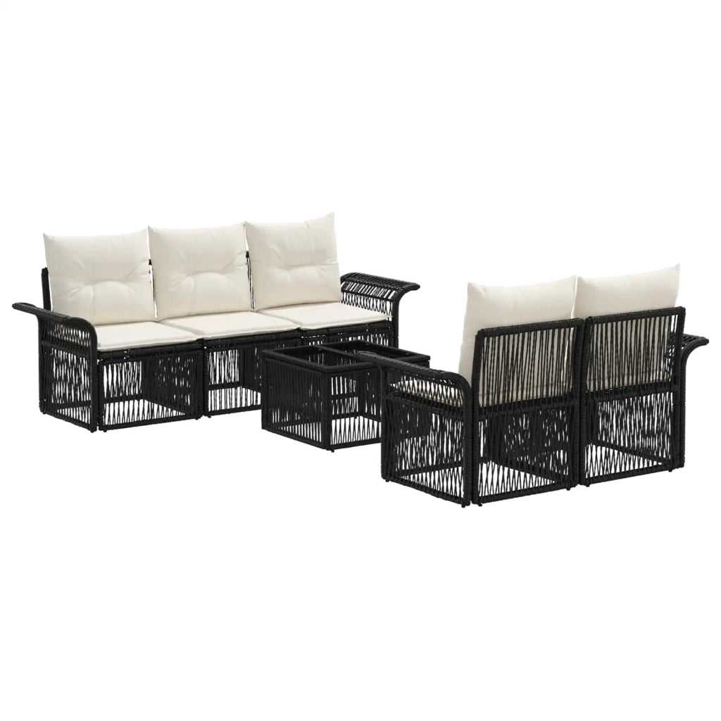 Set Divano da Giardino 6 pz Nero polyrattan 3434758