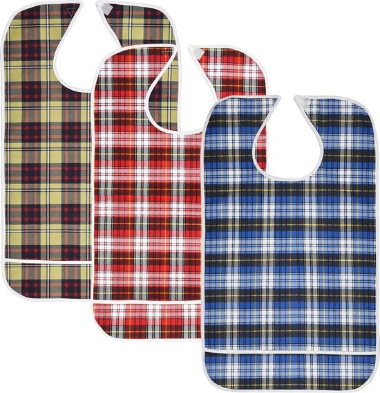 Pacchetto di 3 coprispalla impermeabili per adulti, coprispalla per anziani con chiusura elastica, coprispalla per uomini, donne, anziani e disabili, blu, rosso, marrone.