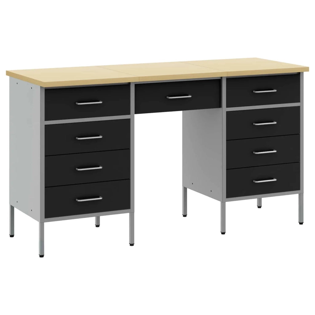 Mobile da lavoro 3 pcs Nero Legno ingegnerizzato e acciaio 3321376