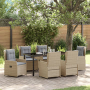 Set da Pranzo per Giardino 7 Pezzi Beige in Rattan Polietilene