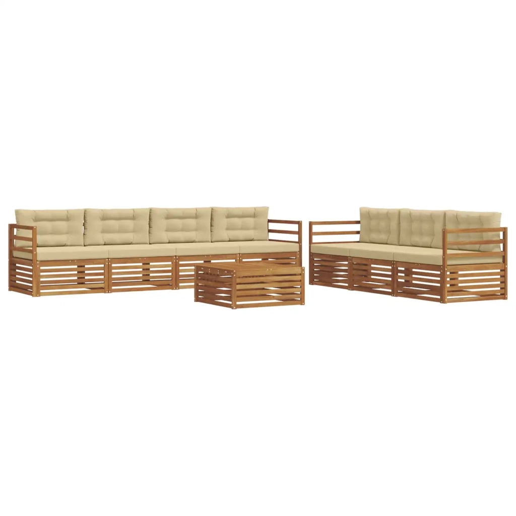 Set di divani da esterno con cuscino 8 pcs Naturale e Beige