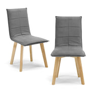Set 2 sedie Imbottite MARILU', struttura robusta in legno, ideale per sala da pranzo, soggiorno, ufficio, sale d'attesa, tessuto trapuntato a rettangoli colore Grigio, Design moderno